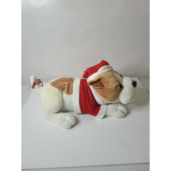 VINTAGE Atico Singing Christmas Santa Bulldog Plush Toy Musical Holiday Decor - Picture 5 of 7